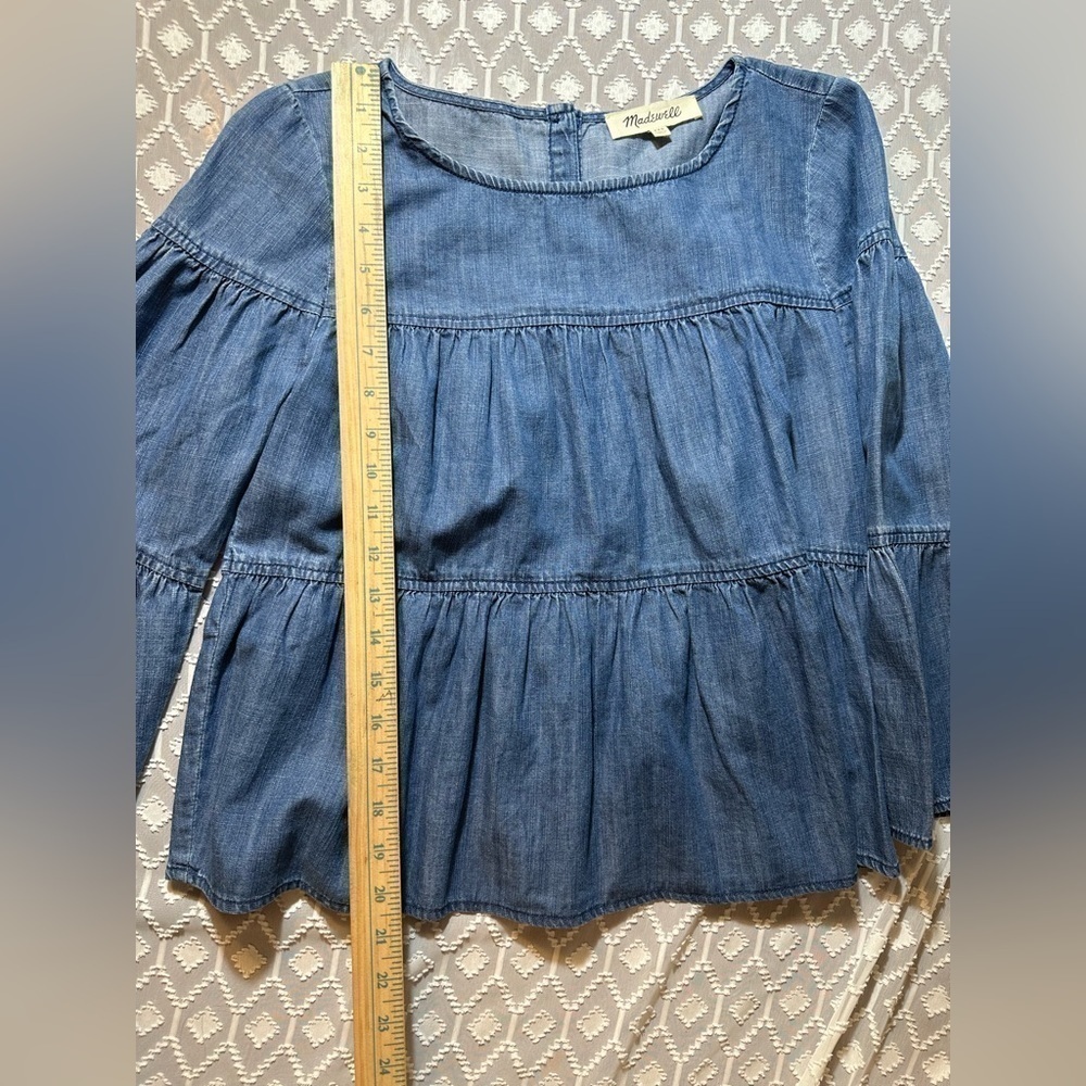 Madewell Women’s Size XXS Blue Cropped Denim Top with Button Down Back - Picture 9 of 10